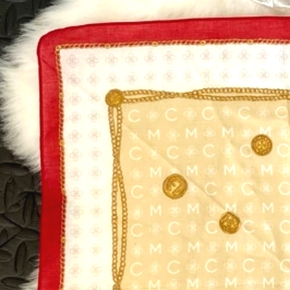 ❤ MCM Tan & Red Scrabble Design Mini Scarf Handkerchief NWT! - Picture 2 of 9